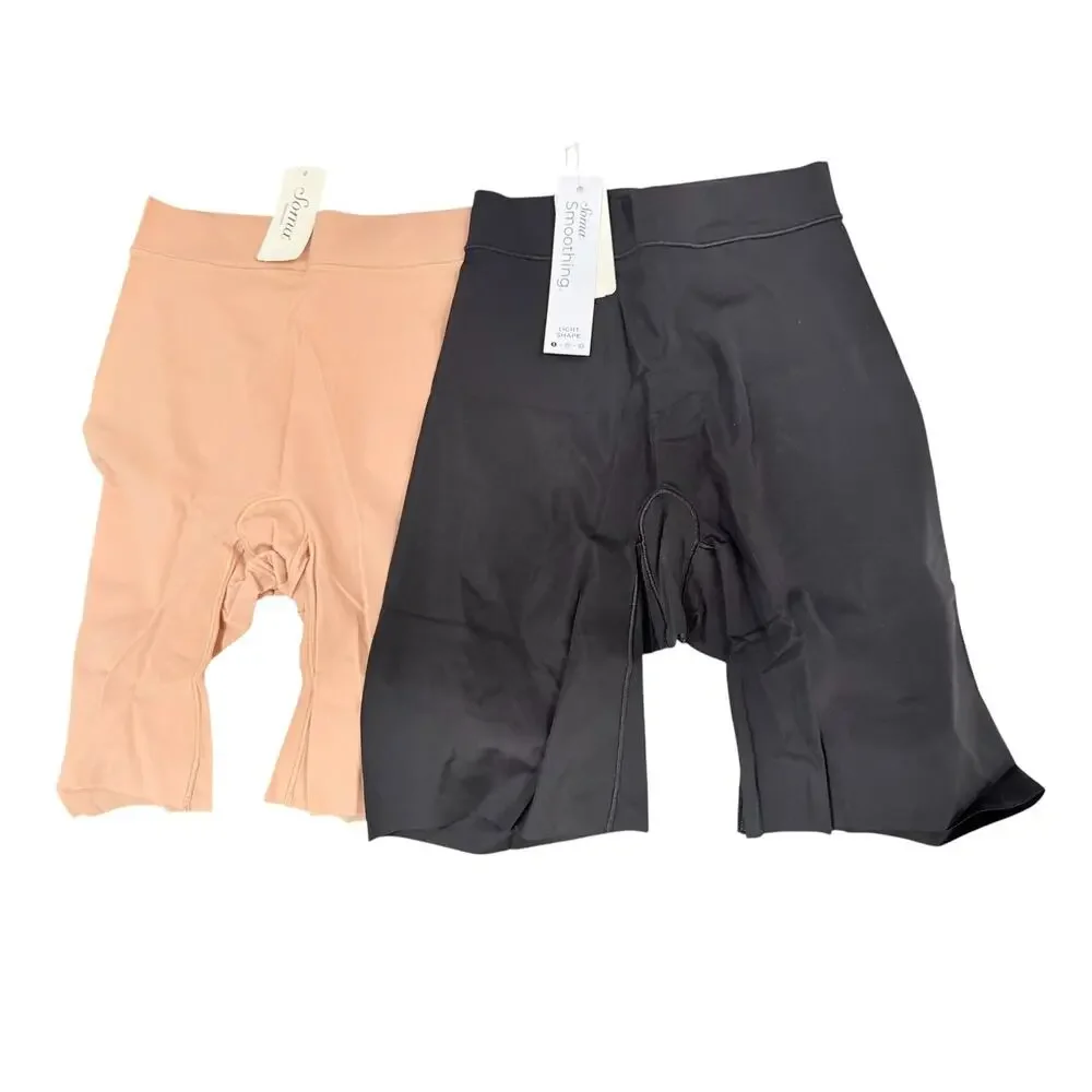 Soma Women Smoothing Slip Shorts 2 Pack Size S Black Soft Tan Shapewear Slimming